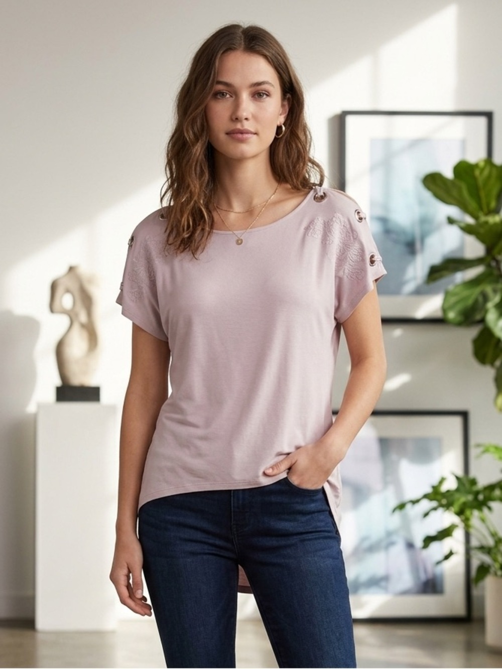 Cable And Gaige Dusty Pink Cold Shoulder Blouse Size XL